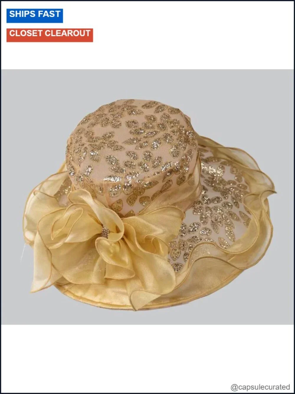 Women's Organza Church Tea Party Wedding Fascinator Derby Hat Wide Brim Sun Hat